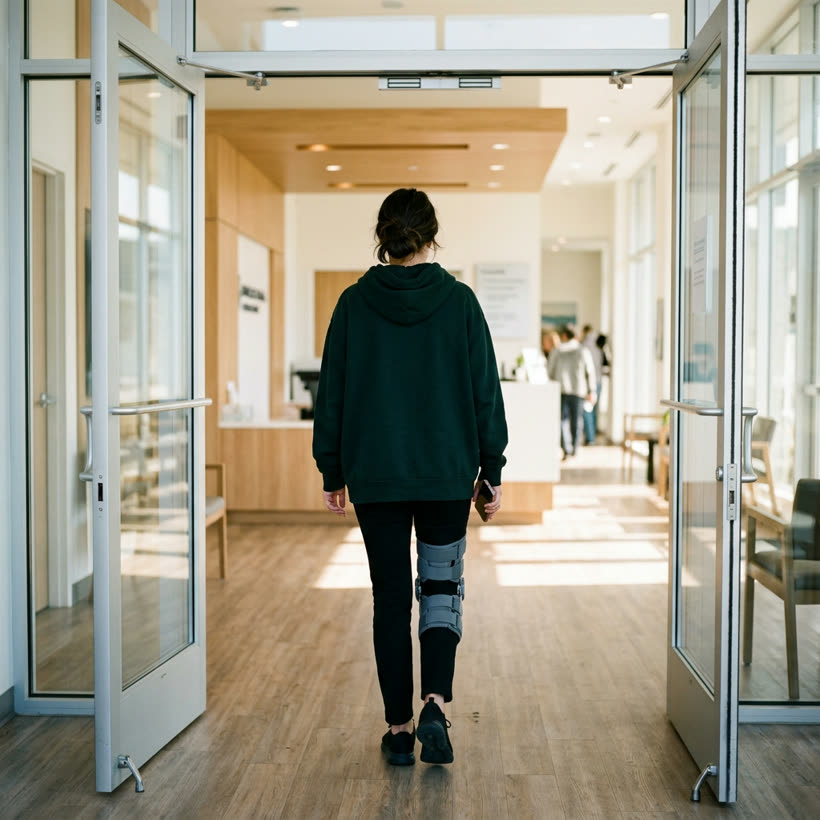 The woman walking into a clinic