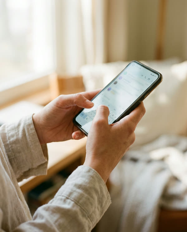 A patient searching on her phone