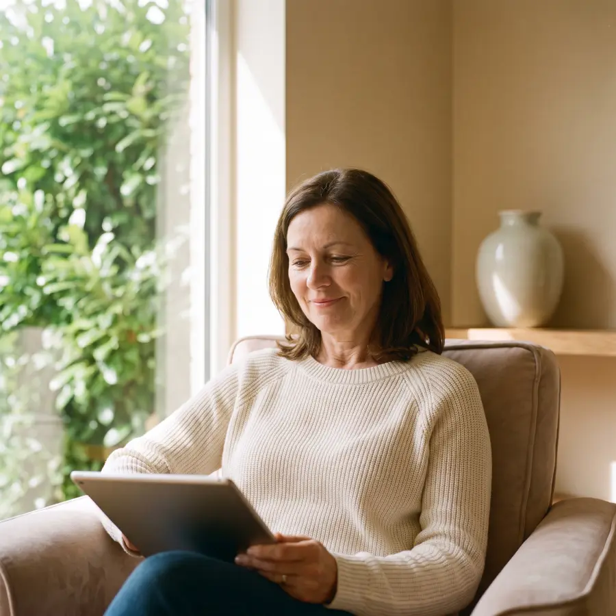 A practice owner reading her report